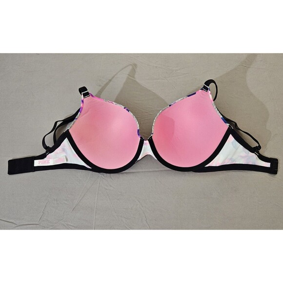 Pink Victoria’s Secret Wear Everywhere Push Up Bra Tropical Floral 32 DDD Beachy - Picture 4 of 11